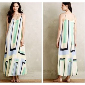 Anthropologie Maeve Abstracted Womens Maxi Dress Size L silky polyester